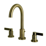 NuvoFusion Two-Handle 3-Hole Deck Mount Widespread Bathroom Faucet with Brass Pop-Up
