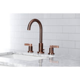 NuvoFusion Two-Handle 3-Hole Deck Mount Widespread Bathroom Faucet with Brass Pop-Up