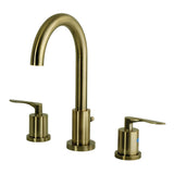 Serena Two-Handle 3-Hole Deck Mount Widespread Bathroom Faucet with Brass Pop-Up