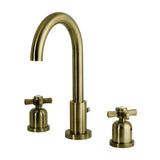 Millennium Two-Handle 3-Hole Deck Mount Widespread Bathroom Faucet with Brass Pop-Up