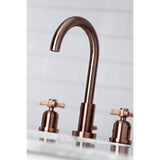 Millennium Two-Handle 3-Hole Deck Mount Widespread Bathroom Faucet with Brass Pop-Up