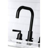 Centurion Two-Handle 3-Hole Deck Mount Widespread Bathroom Faucet with Brass Pop-Up