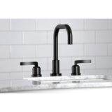 Centurion Two-Handle 3-Hole Deck Mount Widespread Bathroom Faucet with Brass Pop-Up