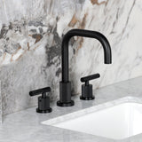 Convergent Two-Handle 3-Hole Deck Mount Widespread Bathroom Faucet with Knurled Handle and Brass Pop-Up