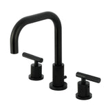 Convergent Two-Handle 3-Hole Deck Mount Widespread Bathroom Faucet with Knurled Handle and Brass Pop-Up
