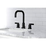 NuvoFusion Two-Handle 3-Hole Deck Mount Widespread Bathroom Faucet with Brass Pop-Up