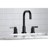 NuvoFusion Two-Handle 3-Hole Deck Mount Widespread Bathroom Faucet with Brass Pop-Up