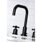 Millennium Two-Handle 3-Hole Deck Mount Widespread Bathroom Faucet with Brass Pop-Up
