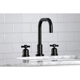 Millennium Two-Handle 3-Hole Deck Mount Widespread Bathroom Faucet with Brass Pop-Up