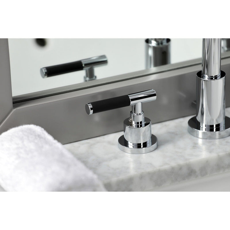 Kaiser Two-Handle 3-Hole Deck Mount Widespread Bathroom Faucet with Brass Pop-Up