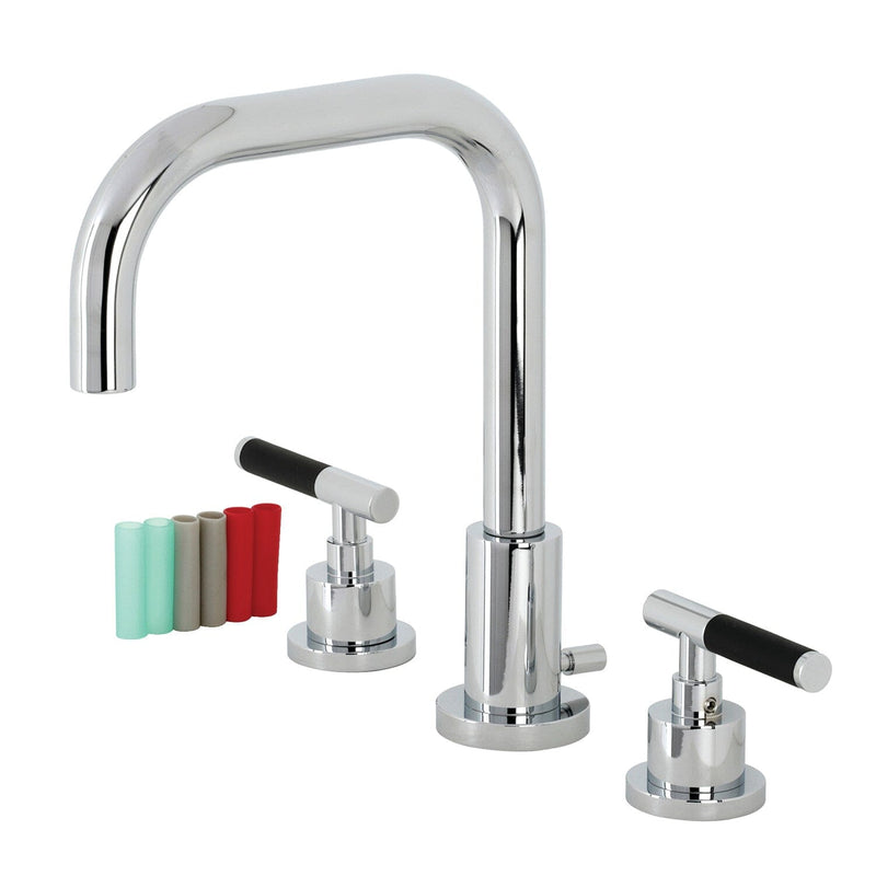 Kaiser Two-Handle 3-Hole Deck Mount Widespread Bathroom Faucet with Brass Pop-Up