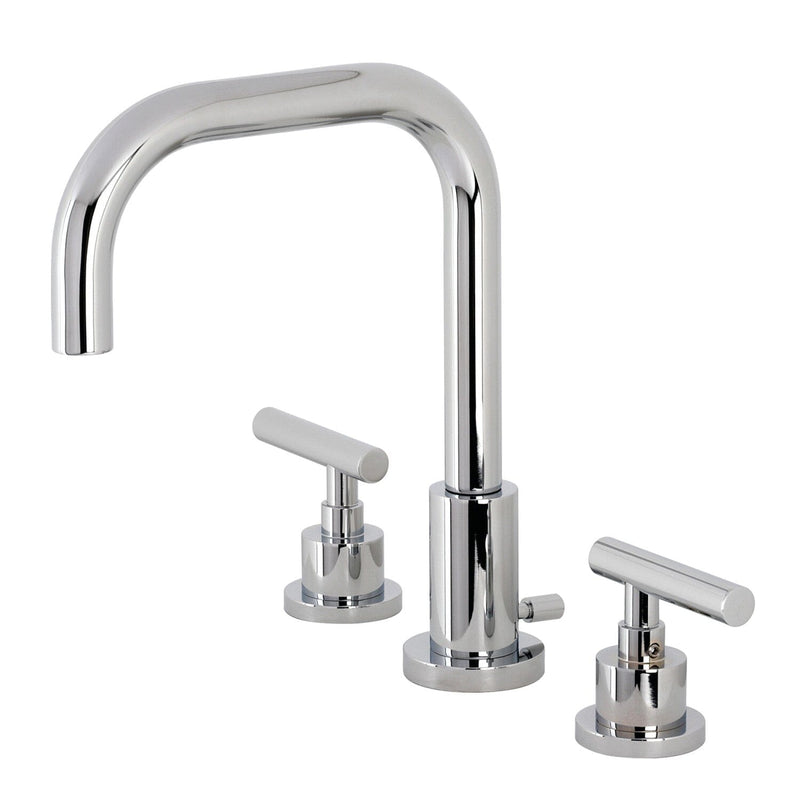 Manhattan Two-Handle 3-Hole Deck Mount Widespread Bathroom Faucet with Brass Pop-Up