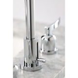 Centurion Two-Handle 3-Hole Deck Mount Widespread Bathroom Faucet with Brass Pop-Up