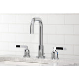 Centurion Two-Handle 3-Hole Deck Mount Widespread Bathroom Faucet with Brass Pop-Up