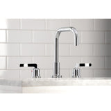 Centurion Two-Handle 3-Hole Deck Mount Widespread Bathroom Faucet with Brass Pop-Up