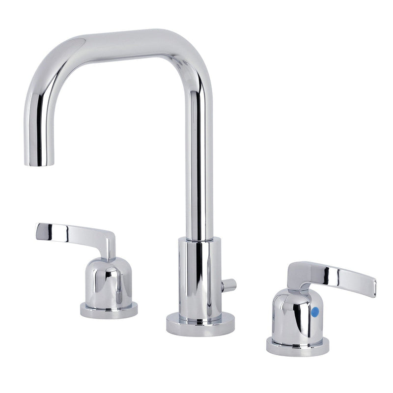Centurion Two-Handle 3-Hole Deck Mount Widespread Bathroom Faucet with Brass Pop-Up