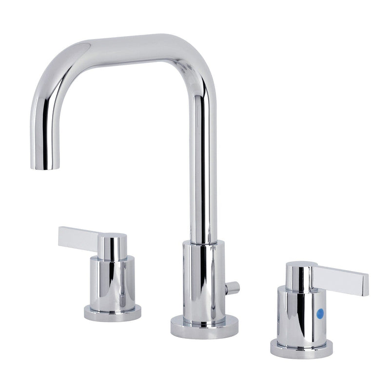 NuvoFusion Two-Handle 3-Hole Deck Mount Widespread Bathroom Faucet with Brass Pop-Up