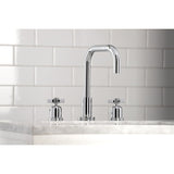 Millennium Two-Handle 3-Hole Deck Mount Widespread Bathroom Faucet with Brass Pop-Up