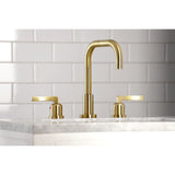 Centurion Two-Handle 3-Hole Deck Mount Widespread Bathroom Faucet with Brass Pop-Up