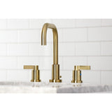 NuvoFusion Two-Handle 3-Hole Deck Mount Widespread Bathroom Faucet with Brass Pop-Up