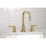 NuvoFusion Two-Handle 3-Hole Deck Mount Widespread Bathroom Faucet with Brass Pop-Up