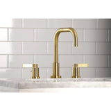 NuvoFusion Two-Handle 3-Hole Deck Mount Widespread Bathroom Faucet with Brass Pop-Up
