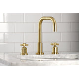 Millennium Two-Handle 3-Hole Deck Mount Widespread Bathroom Faucet with Brass Pop-Up