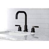 Centurion Two-Handle 3-Hole Deck Mount Widespread Bathroom Faucet with Brass Pop-Up
