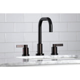 NuvoFusion Two-Handle 3-Hole Deck Mount Widespread Bathroom Faucet with Brass Pop-Up