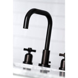 Millennium Two-Handle 3-Hole Deck Mount Widespread Bathroom Faucet with Brass Pop-Up