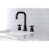 Millennium Two-Handle 3-Hole Deck Mount Widespread Bathroom Faucet with Brass Pop-Up