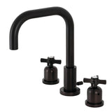 Millennium Two-Handle 3-Hole Deck Mount Widespread Bathroom Faucet with Brass Pop-Up