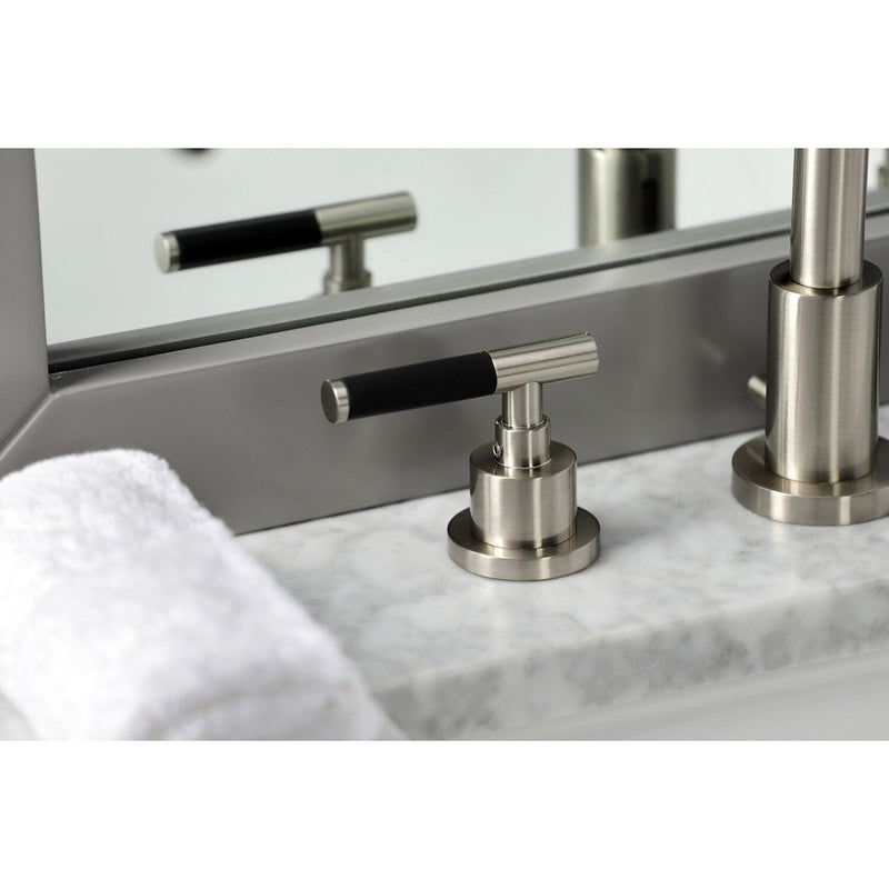 Kaiser Two-Handle 3-Hole Deck Mount Widespread Bathroom Faucet with Brass Pop-Up