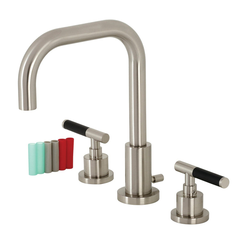 Kaiser Two-Handle 3-Hole Deck Mount Widespread Bathroom Faucet with Brass Pop-Up