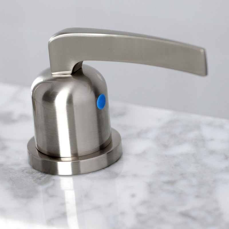 Centurion Two-Handle 3-Hole Deck Mount Widespread Bathroom Faucet with Brass Pop-Up