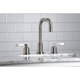 Centurion Two-Handle 3-Hole Deck Mount Widespread Bathroom Faucet with Brass Pop-Up