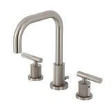 Convergent Two-Handle 3-Hole Deck Mount Widespread Bathroom Faucet with Knurled Handle and Brass Pop-Up