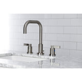 NuvoFusion Two-Handle 3-Hole Deck Mount Widespread Bathroom Faucet with Brass Pop-Up