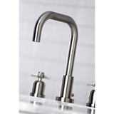 Millennium Two-Handle 3-Hole Deck Mount Widespread Bathroom Faucet with Brass Pop-Up