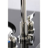 Centurion Two-Handle 3-Hole Deck Mount Widespread Bathroom Faucet with Brass Pop-Up