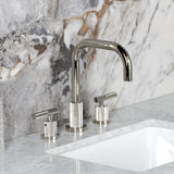 Convergent Two-Handle 3-Hole Deck Mount Widespread Bathroom Faucet with Knurled Handle and Brass Pop-Up