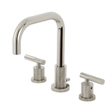 Convergent Two-Handle 3-Hole Deck Mount Widespread Bathroom Faucet with Knurled Handle and Brass Pop-Up