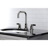 NuvoFusion Two-Handle 3-Hole Deck Mount Widespread Bathroom Faucet with Brass Pop-Up