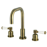 Paris Two-Handle 3-Hole Deck Mount Widespread Bathroom Faucet with Brass Pop-Up