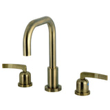 Centurion Two-Handle 3-Hole Deck Mount Widespread Bathroom Faucet with Brass Pop-Up