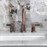 Convergent Two-Handle 3-Hole Deck Mount Widespread Bathroom Faucet with Knurled Handle and Brass Pop-Up