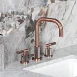 Convergent Two-Handle 3-Hole Deck Mount Widespread Bathroom Faucet with Knurled Handle and Brass Pop-Up