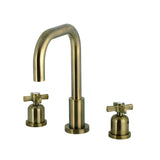 Millennium Two-Handle 3-Hole Deck Mount Widespread Bathroom Faucet with Brass Pop-Up