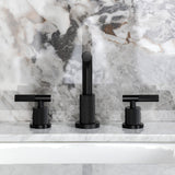Convergent Two-Handle 3-Hole Deck Mount Widespread Bathroom Faucet with Knurled Handle and Brass Pop-Up