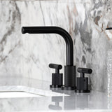 Convergent Two-Handle 3-Hole Deck Mount Widespread Bathroom Faucet with Knurled Handle and Brass Pop-Up